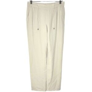 Eileen Fisher Women Pant Petite Small Silk Ivory Georgette Taper Lined Pockets